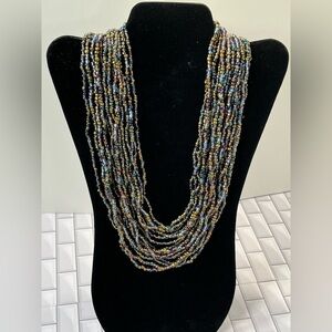 Multicolored Seed Bead Womens Artisan Made Drape Necklace Bohemian Bollywood